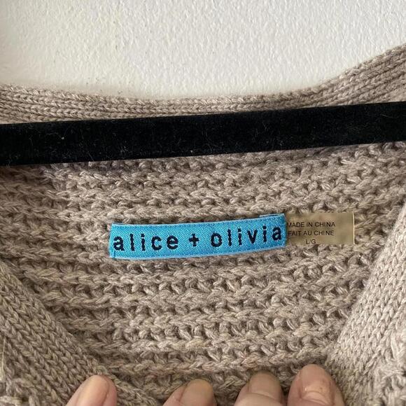 ALICE + OLIVIA beige tan lambswool cashmere knit sweater - Picture 6 of 7